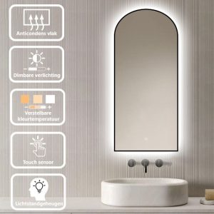 Badkamerspiegel Marrakech 45x100, met zwarte lijst specs v4