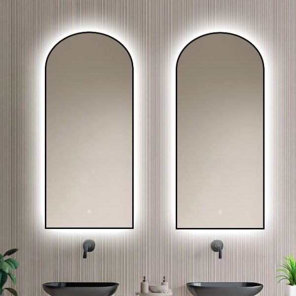 Badkamerspiegel Marrakech 45×100, met zwarte lijst v3, dubbele spiegels