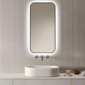 Badkamerspiegel Monaco 50x100, met zwarte lijst product afbeelding v3