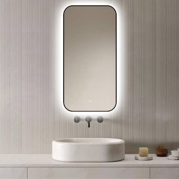 Badkamerspiegel Monaco 50x100, met zwarte lijst product afbeelding v3