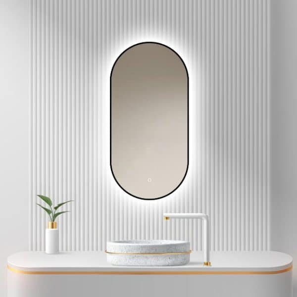 Badkamerspiegel Vienna 40x80, met zwarte lijst