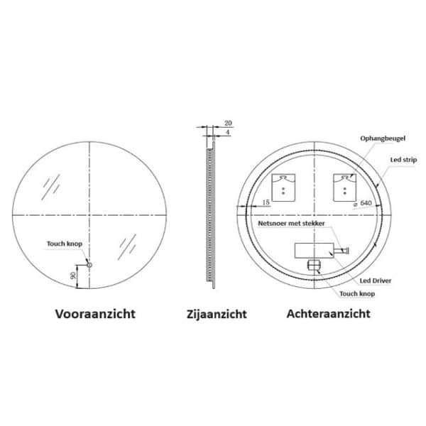Lijntekening Ilona LED 70x70cm