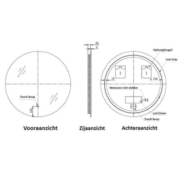 Lijntekening Ilona LED 80x80cm