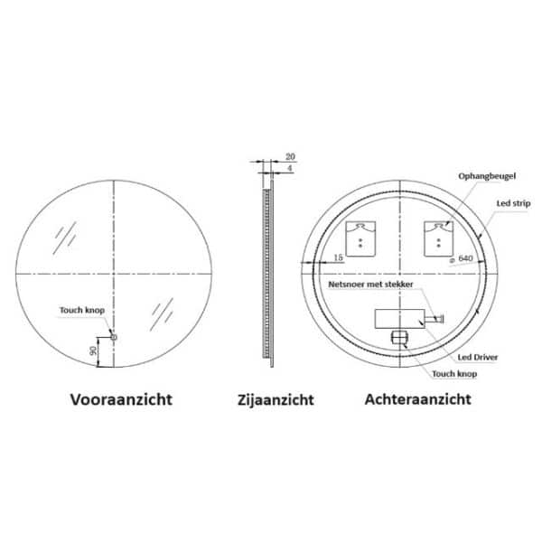 Lijntekening Lena LED 70x70cm