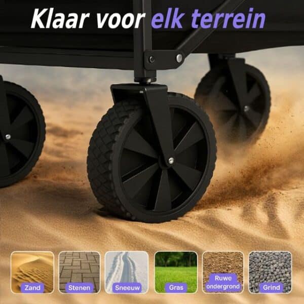 Bolderkar Venec zwart – draagvermogen 150kg detail wielen