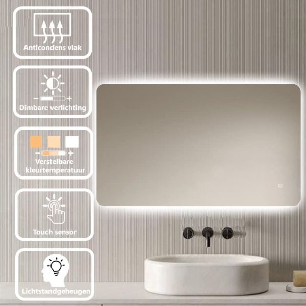Badkamerspiegel Malaga 100x60, v3 prod specs