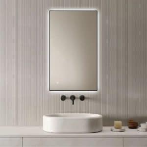 Badkamerspiegel Sorento 100×60, met zwarte lijst, verticaal