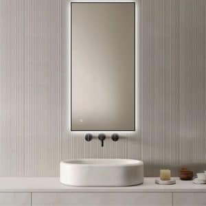 Badkamerspiegel Sorento 120×60, met zwarte lijst, verticaal