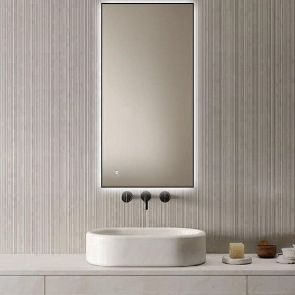 Badkamerspiegel Sorento 120×60, met zwarte lijst, verticaal