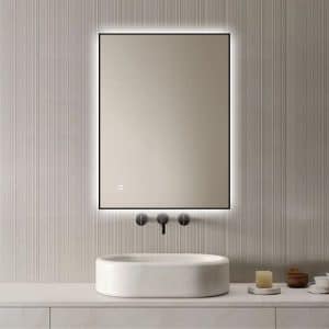 Badkamerspiegel Sorento 80×60, met zwarte lijst, verticaal