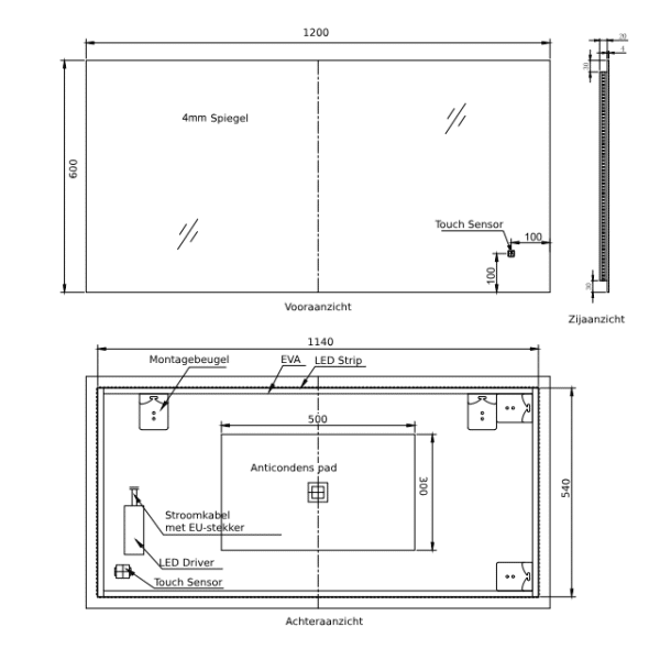 Badkamerspiegel_livorno_120x60_NL_lijntekening