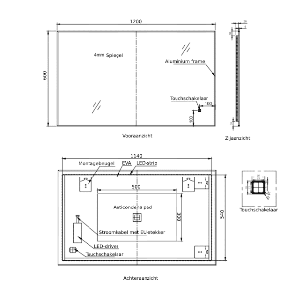 Badkamerspiegel_sorento_120x60_NL_lijntekening