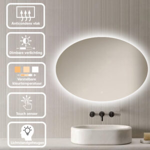 Badkamerspiegel Rondo 100x70cm specificaties