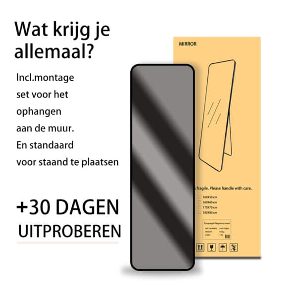 Passpiegel Elegancia zwart, in de doos