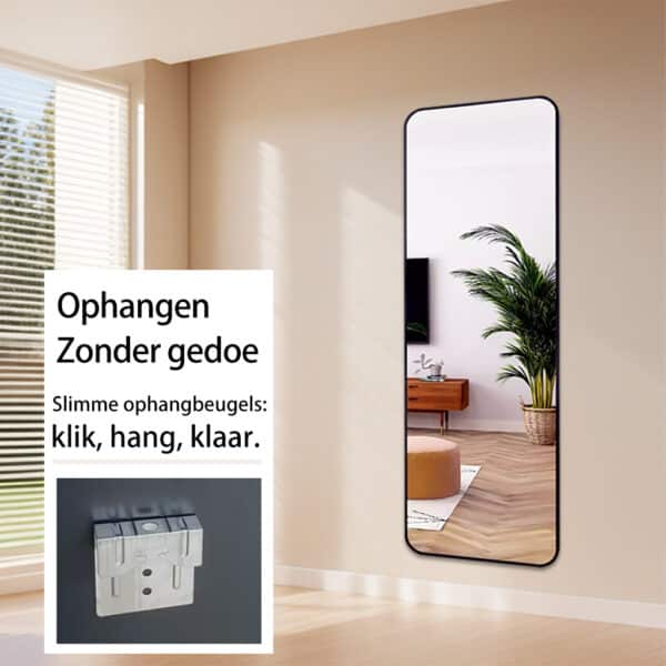 Passpiegel Elegancia zwart, ophang beugel