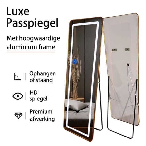 Passpiegel Ilumina goud, 3 elementen