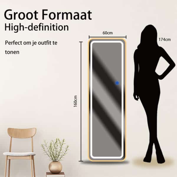 Passpiegel Ilumina goud, afmetingen