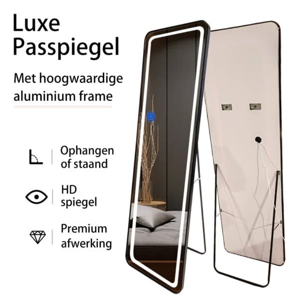 Passpiegel Ilumina zwart, 3 elementen