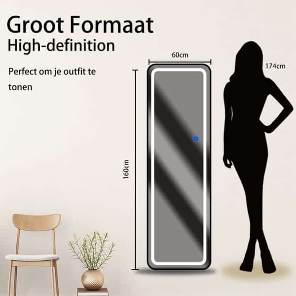 Passpiegel Ilumina zwart, afmetingen