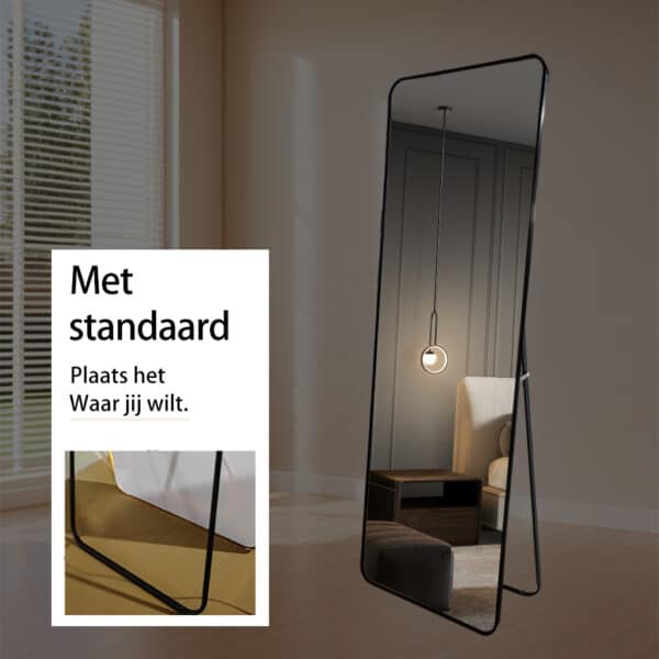 Passpiegel Ilumina zwart, met standaard