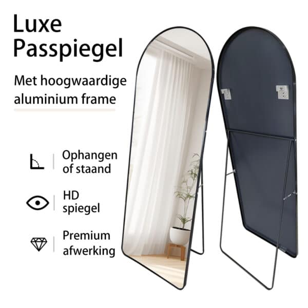 Passpiegel Luxora zwart, 3 elementen