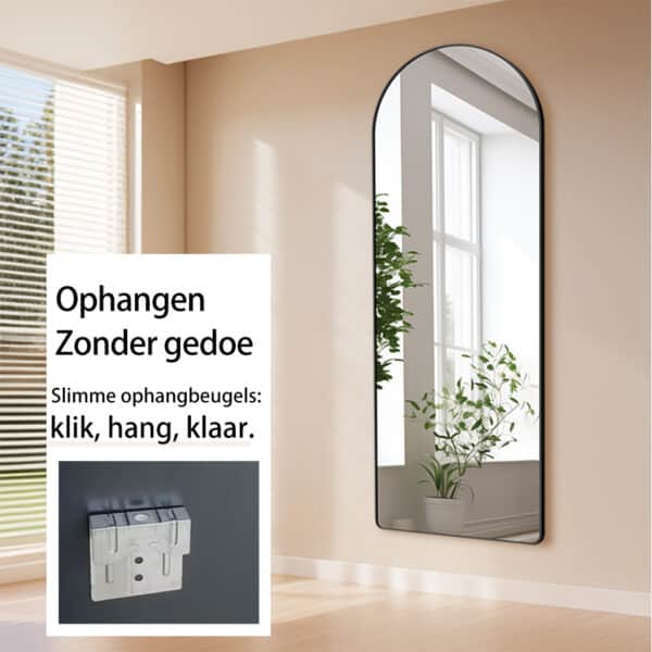 Passpiegel Luxora zwart, opgehangen