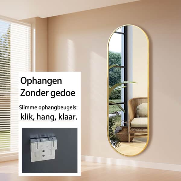 Passpiegel Ovalo goud, opgehangen