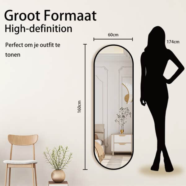 Passpiegel Ovalo zwart formaat