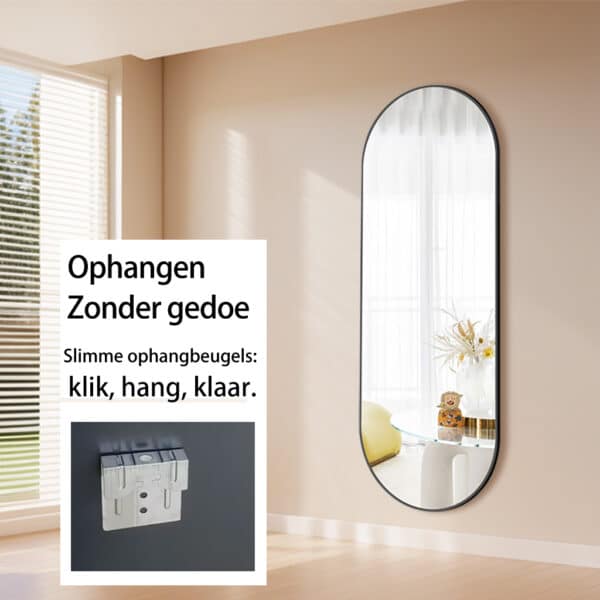 Passpiegel Ovalo zwart ophangbeugels